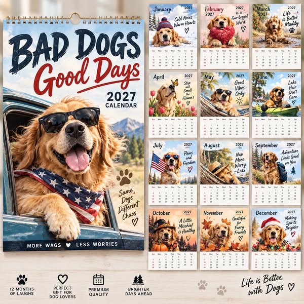 2027 Bad Dogs Good Days Wall Calendar