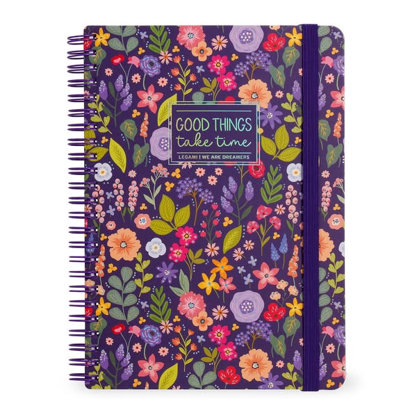 Quaderno a Righe A4 con Copertina Rigida Illustrata - Flowers - Blocco Note - Con Spirale
