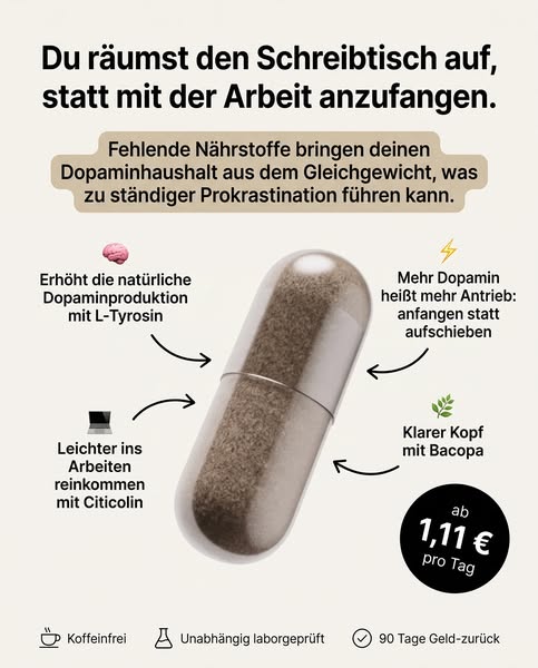 Die Nährstoffe, die Prokrastinierern fehlen