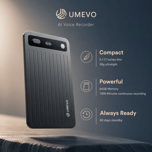 UMEVO-1-Year FREE Unlimited Transcription with Premium AI Full Features.