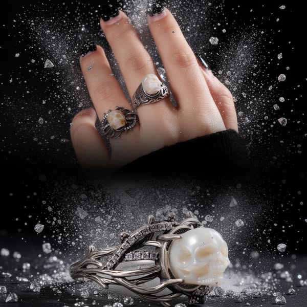 Carved Pearl Skull Jewelry