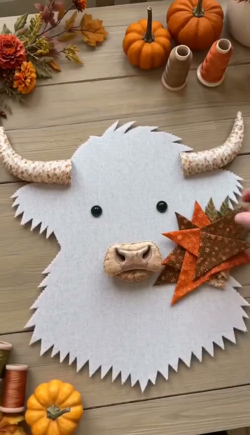 Birth Flower Highland Cow 3D Layered Fabric Art DIY Kit