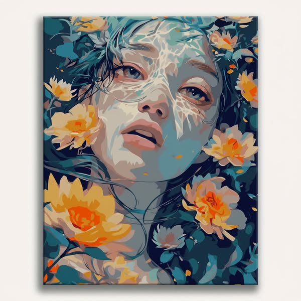 Girl with the Shadow of Flowers