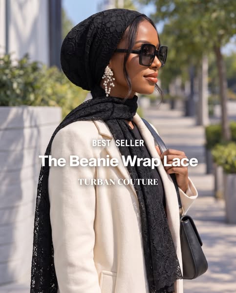 Beanie Wrap Lace - Black