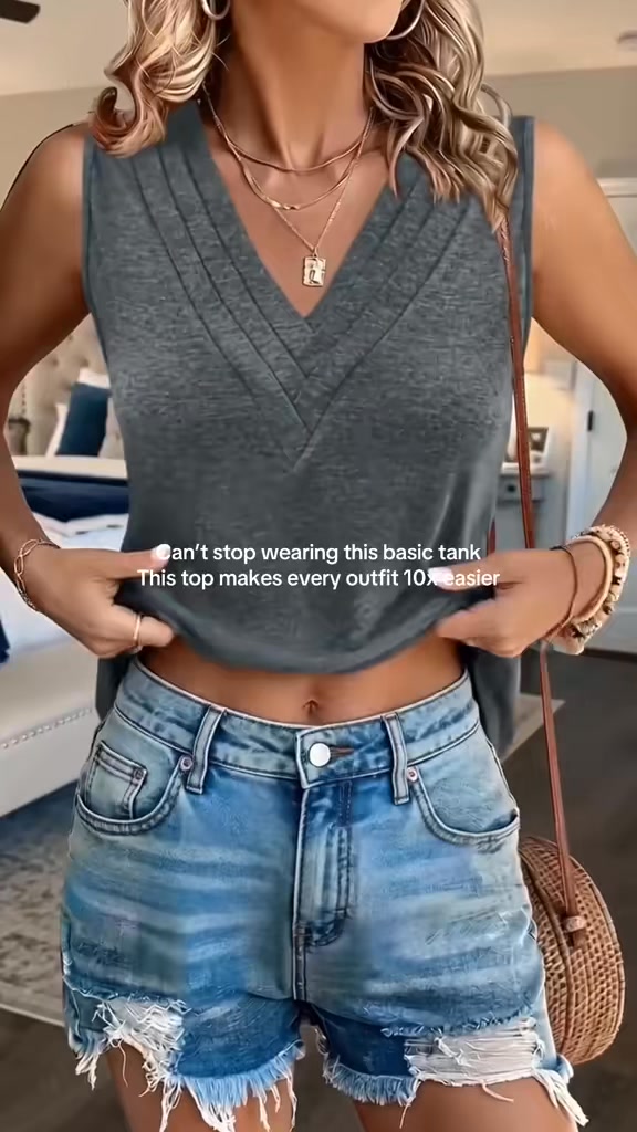 Last DWomen V Neck Tank Tops Dressy Casual Summer Loose Fit Sleeveless Shirts Blouse Comfy Womenswear Soft Basic