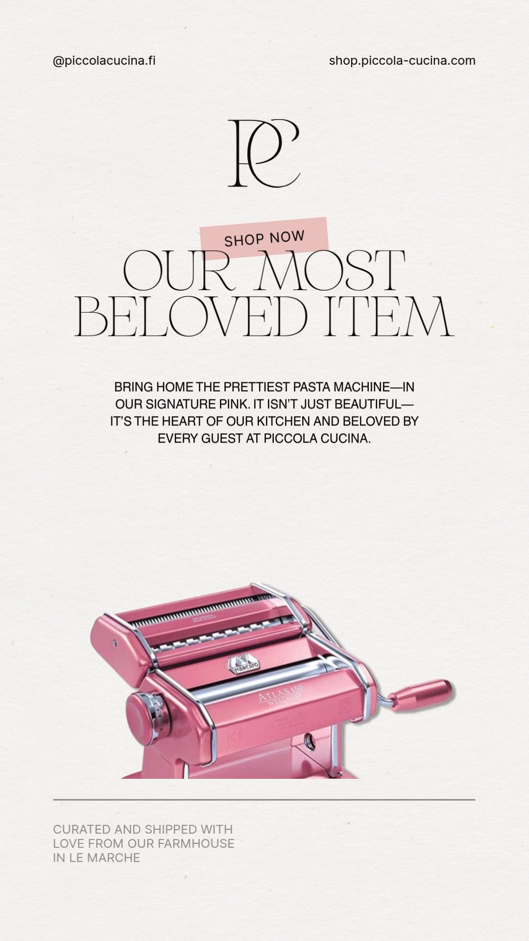 Piccola Cucina's Signature Pink Pasta Machine