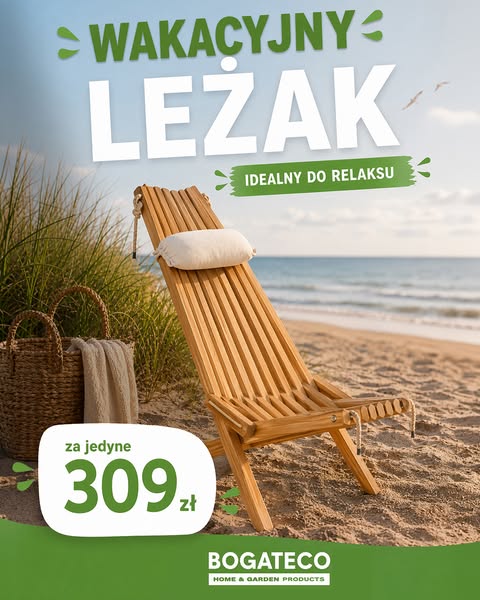 Drewniany leżak już za 309 zł