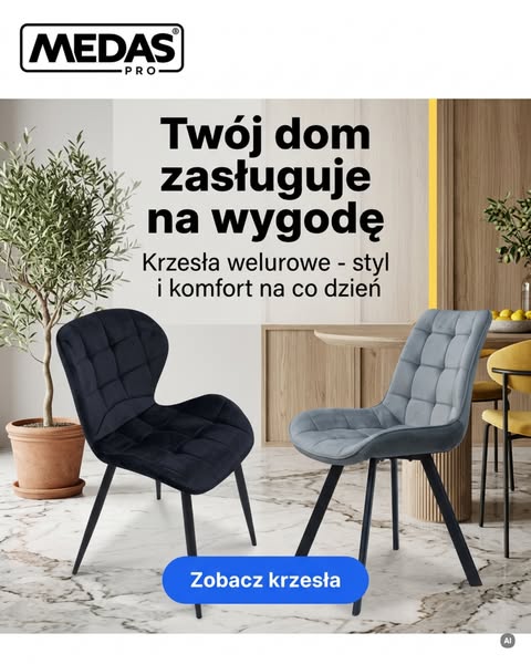 Eleganckie krzesła welurowe