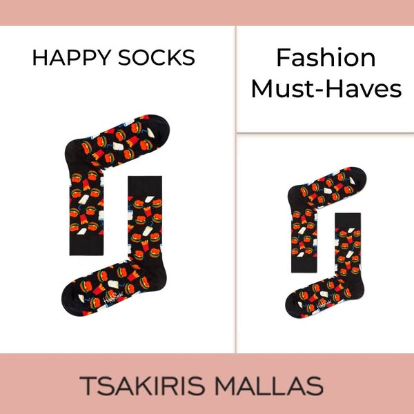HAPPY SOCKS ανδρικά ΜΑΥΡΟ ΣΤΑΜΠΑ Υφασμα ΚΑΛΤΣΕΣ ΑΝΔΡΙΚΕΣ | Tsakiris Mallas
