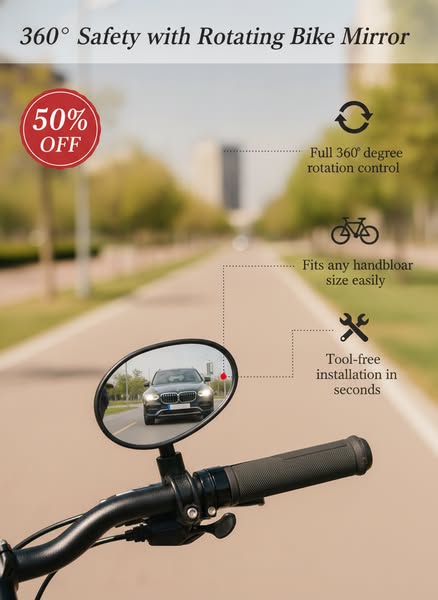 360 Degree Rotating Rearview Mirror