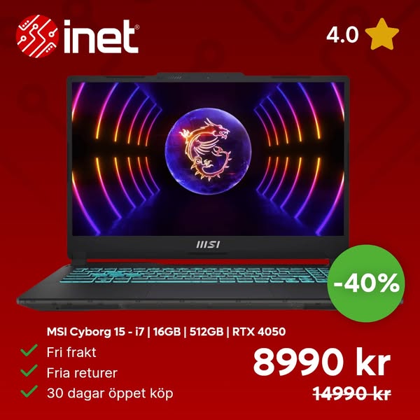 MSI Cyborg 15 - i7 | 16GB | 512GB | RTX 4050