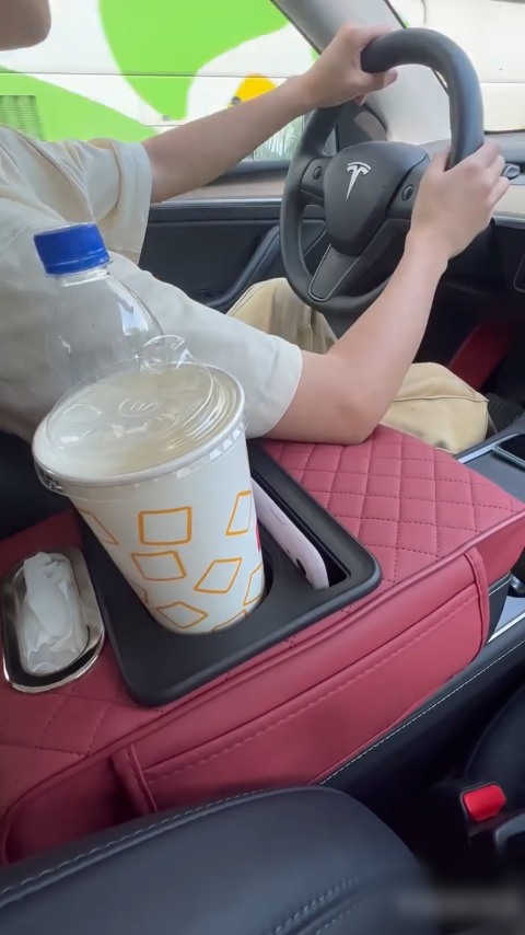 Multifunctional PU leather car armrest box mat