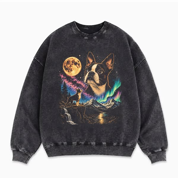 Funny Boston Terrier Howling Moon Sweatshirt