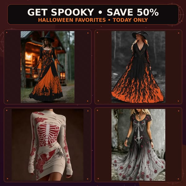 50% OFF — Halloween women’s wear, festive, spooky styles for every Halloween lover. Shop now, limited time only.