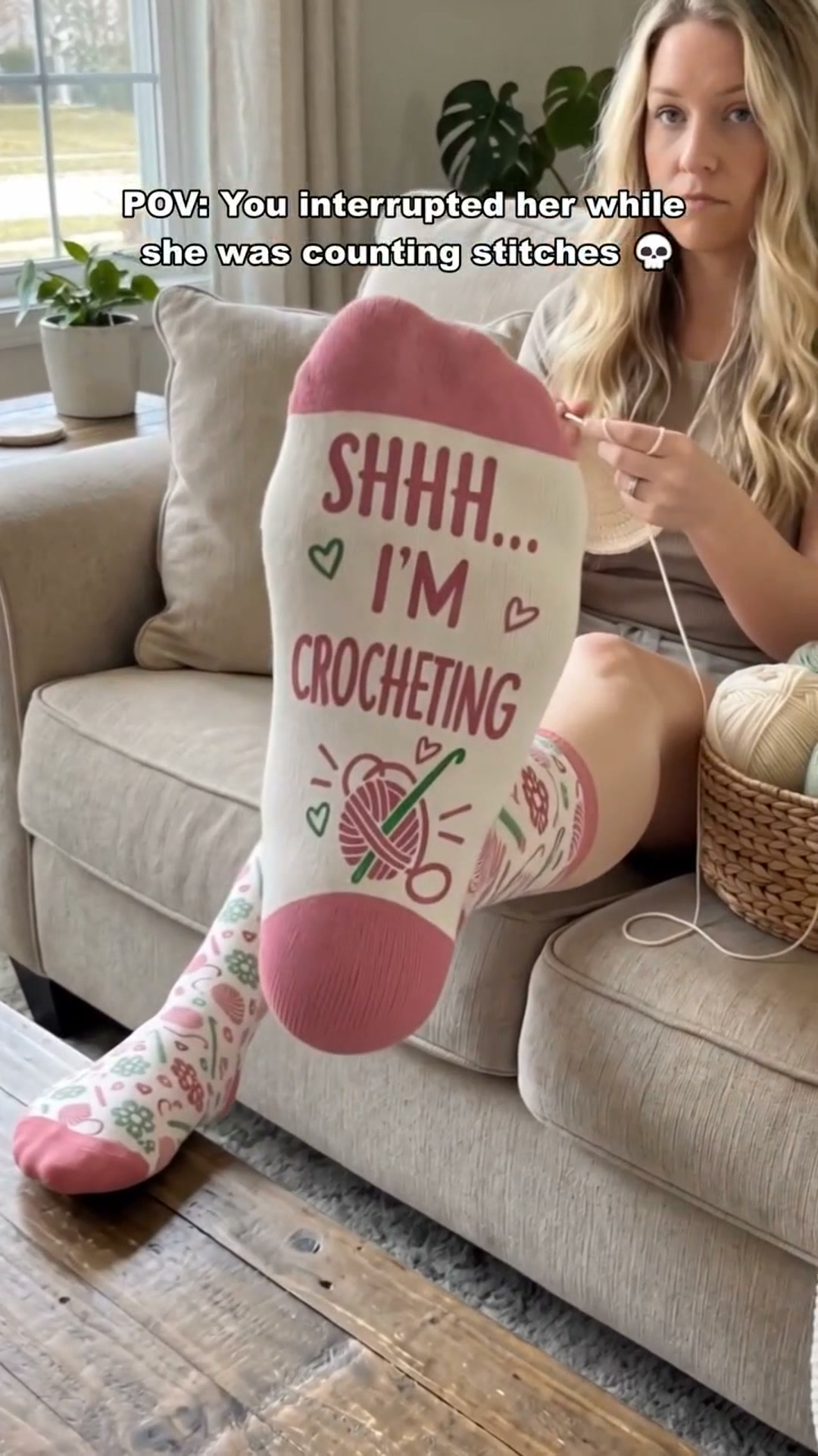 Custom Yarn Crew Socks - Personalized Birthday Gifts For Crochet Knitting Lovers, Crocheters, Knitters, Wife, Daughter, Besties, Sisters, Gr
