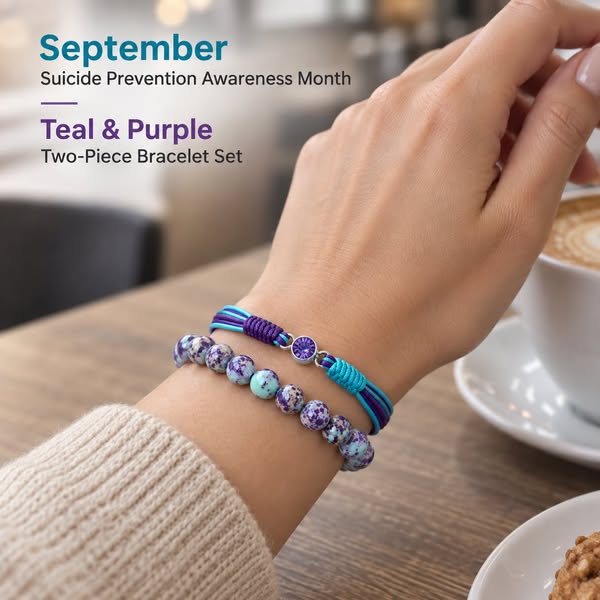 Teal & Purple Awareness Bracelet Set