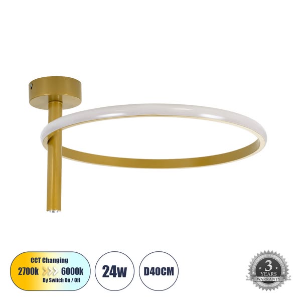 VERONA 61222 Μοντέρνο Φωτιστικό Οροφής LED 24W 2688lm 360° IP20 Ρυθμιζόμενο Λευκό CCT με On/Off 2700K/4500K/6000K