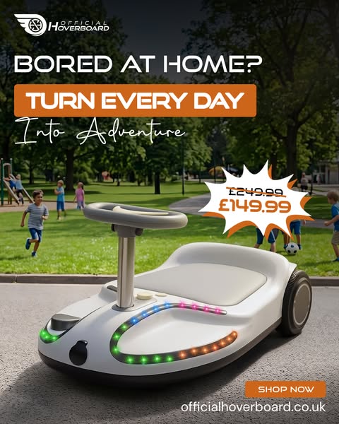 WizzKart - Ride On Car with Bluetooth Speaker & Disco LED