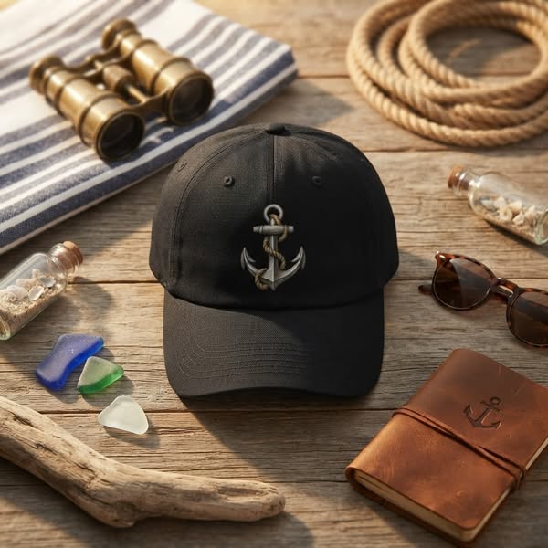 Anchor And Rope Nautical Illustration Baseball Cap