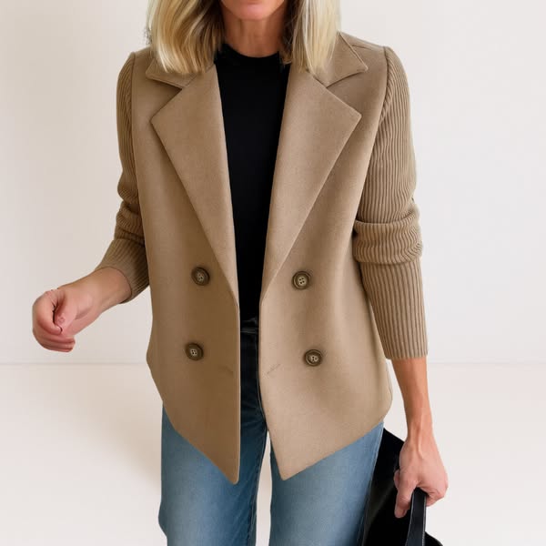 Eva™ | Sweater Blazer med Strikkede Ærmer