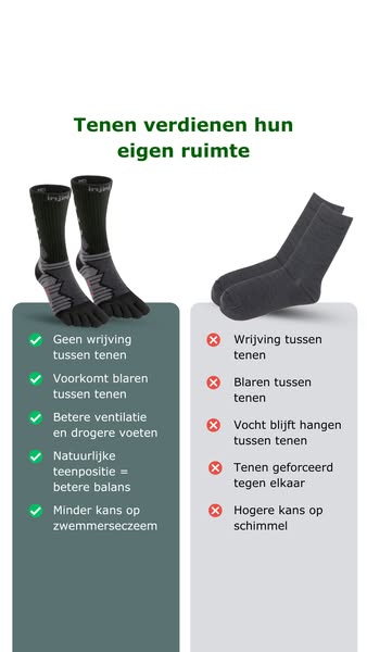 5 tenen. 0 blaren.