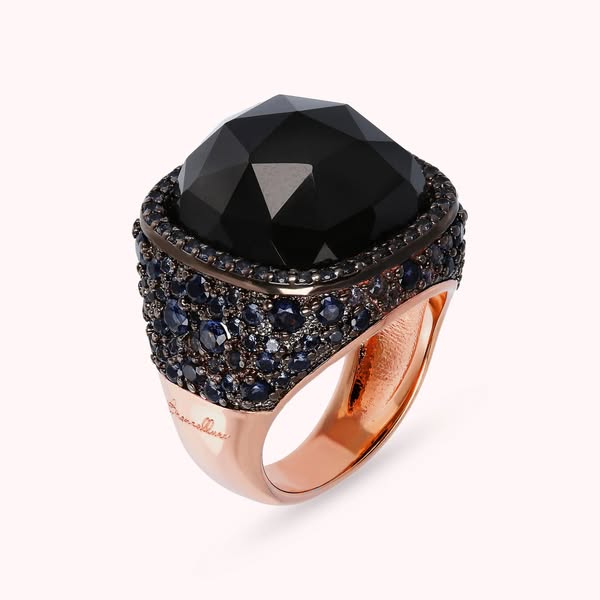 Chevalier-Ring mit schwarzem Onyx und Pavé 14 (54)