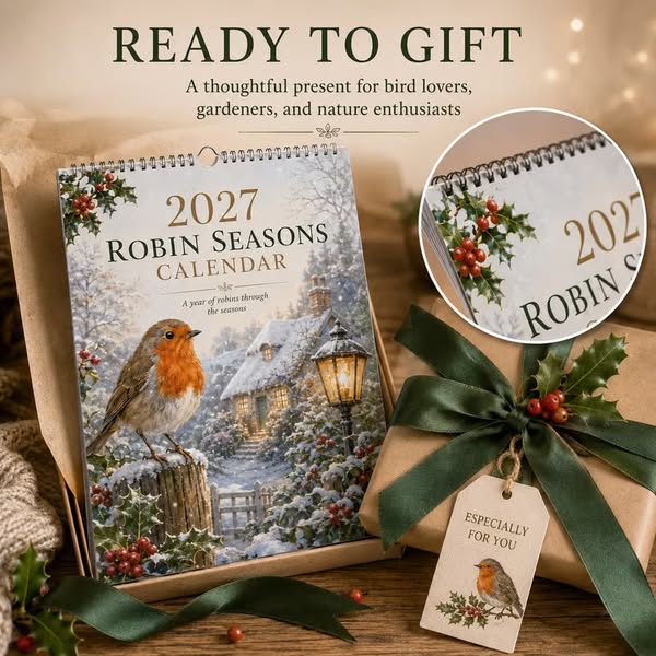 2027 Robin Seasons Calendar – British Countryside Garden Bird Wall Calendar