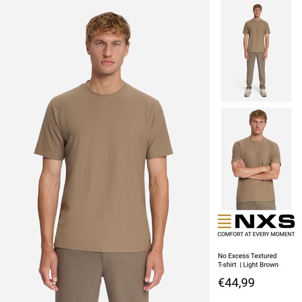 T-shirt met Structuur | Light Brown