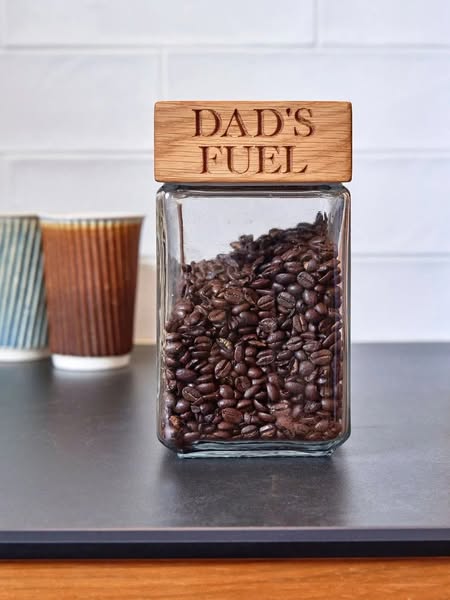 Personalised Oak Coffee Jar
