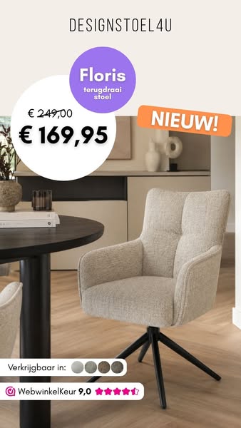 Floris terugdraai stoel met 32% korting!