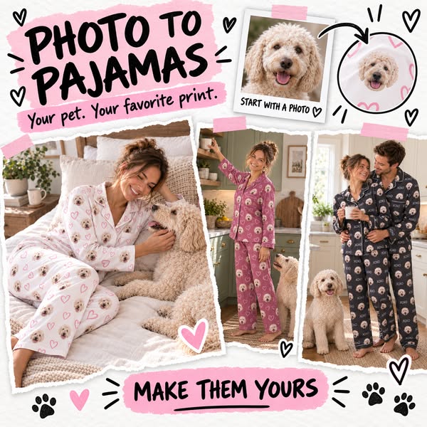 Custom pajamas featuring your pet’s portrait.