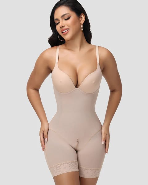 Shapshe® Sexy Nipple Bra Tummy Control Shapwear Bodysuit Tan / M