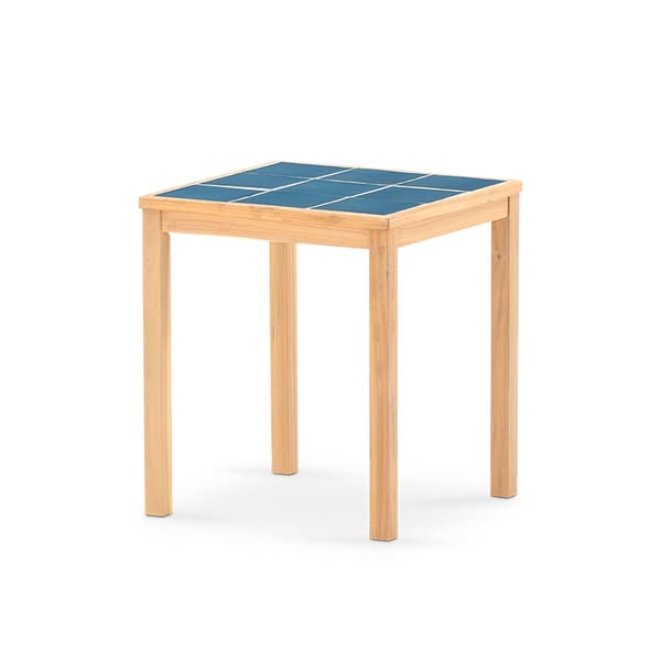 Mesa comedor jardín 65x65 de madera y cerámica azul - Ceramik
