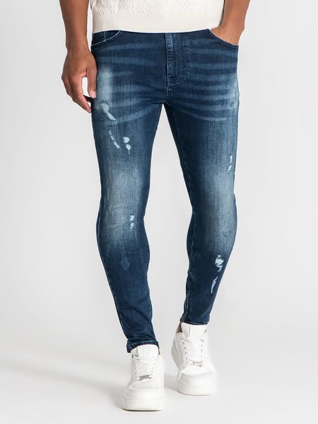 Jeans con Cremallera Azules Oscuros