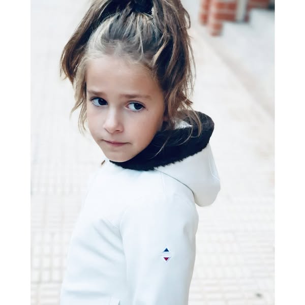 Abrigo crema pelo marrón oscuro NIÑA
