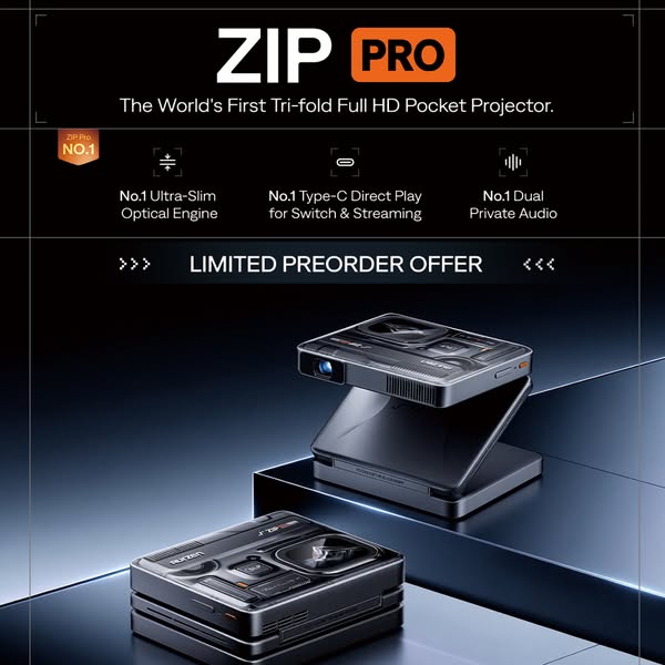 Aurzen ZIP Pro Tri-Fold Full HD Portable Projector