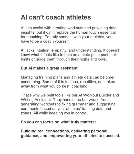 AI can't coach athletes