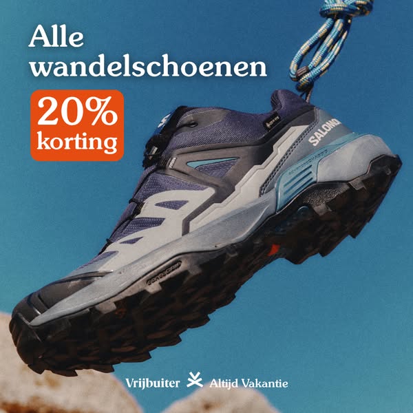 20% korting op alle wandelschoenen