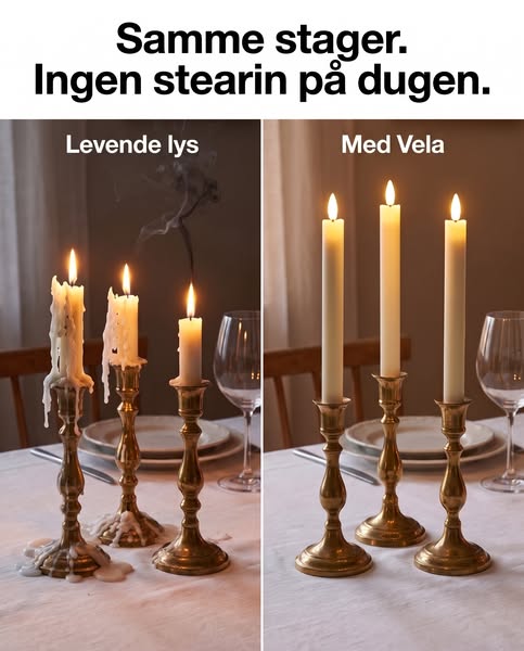 Kronelys, der oplades. Ikke skiftes.