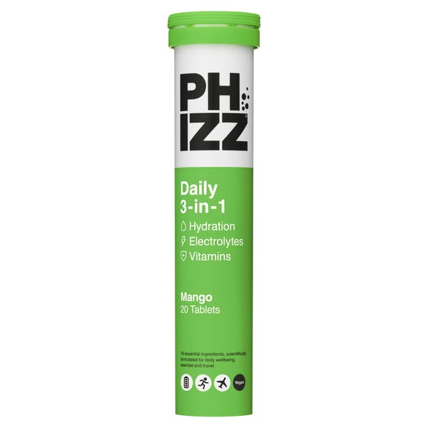 £7.99 | Phizz Daily 3-in-1 Mango Effervescent Tablets - 20 Tablets