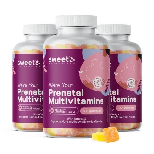 3x Pré-natal multivitaminas + ómega-3, total de 270 gomas