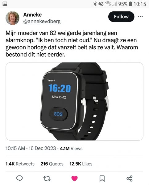 Horloge met valdetectie - zonder abonnement