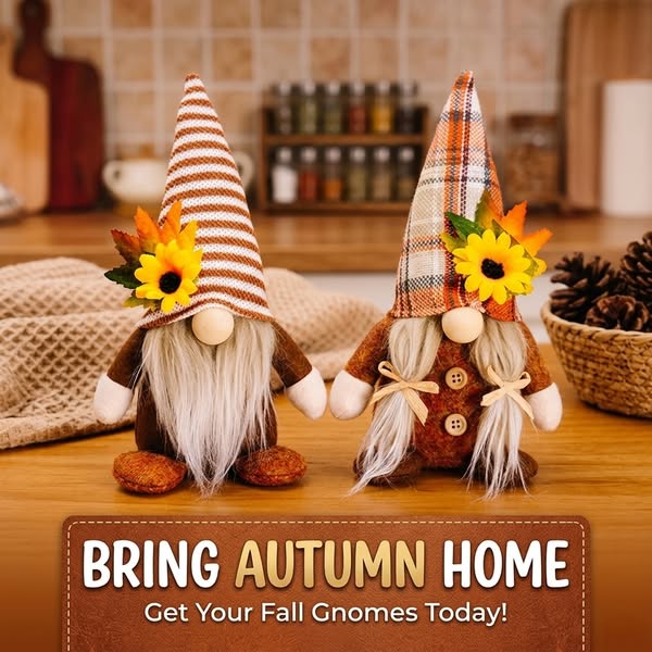Cozy Fall Gnomes | 8-Inch Decor Set