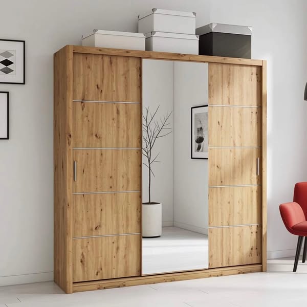 Szafa przesuwna Tamiza 250 cm z lustrem dąb artisan