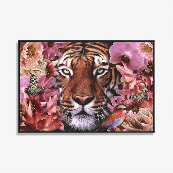 Flower Tiger - Bloemen schilderij