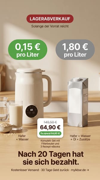 Hafermilch für 0,15 € pro Liter