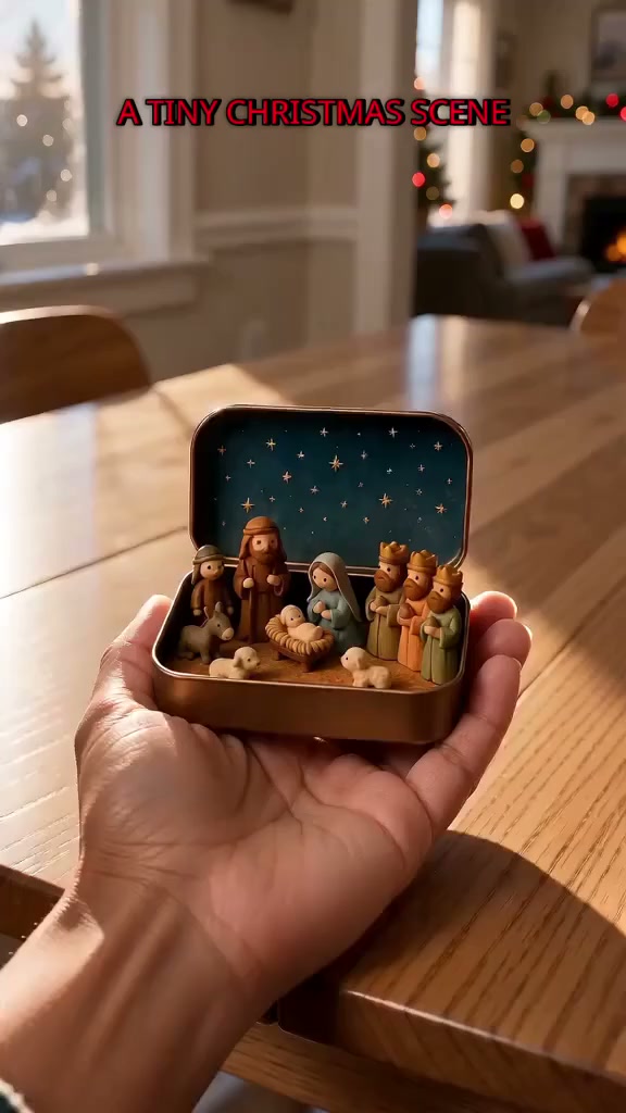 Mini Nativity Scene Keepsake Tin — Pocket-Sized Christmas Holy Family Set
