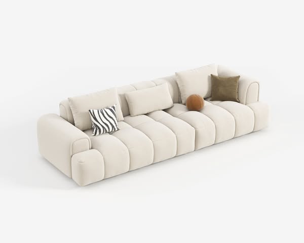 Plush Cream Modular Sofa For Cozy Family Leisure Time