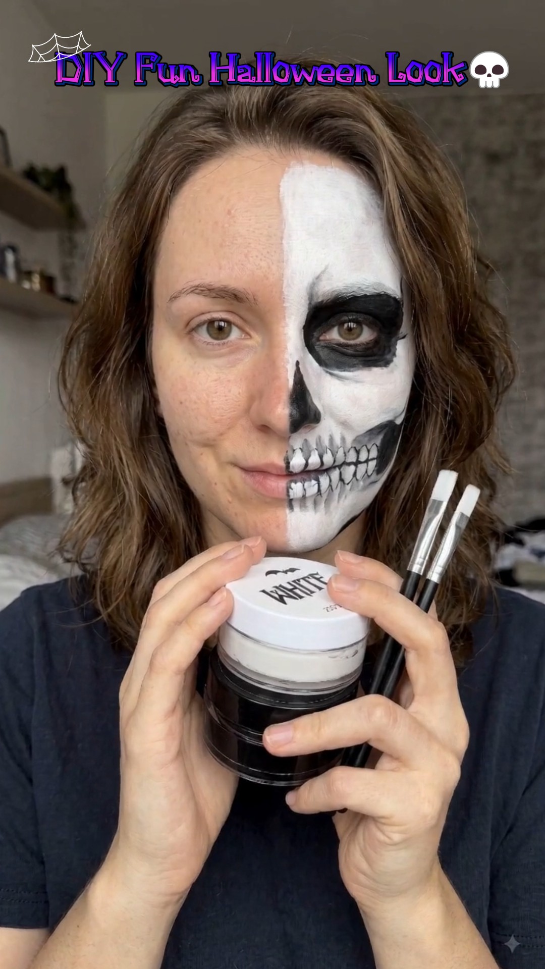 Halloween Black White Face & Body PaintSkull Vampire Clown Creative Makeup Kit for Party Stage