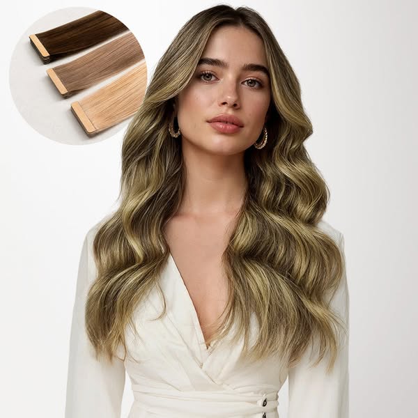 Tape-Ins Hair Extensions - Caramel Blonde Balayage (4/27/4) 24"-50g-20pcs$92.99